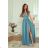 Women's Long Elegant Dress with Wide Straps (SL) FRENCH FASHION FMPEL23VELVET 40 old mint green