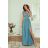 Women's Long Elegant Dress with Wide Straps (SL) FRENCH FASHION FMPEL23VELVET 40 old mint green