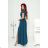 Women's Long Elegant Dress with Wide Straps (SL) FRENCH FASHION FMPEL23VELVET 44 emerald green