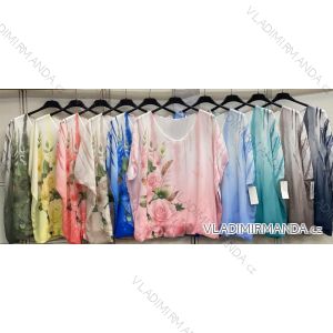 Elegant floral blouse short sleeve women's oversized (54/56/58 ONE SIZE) ITALIAN FASHION IMC26041