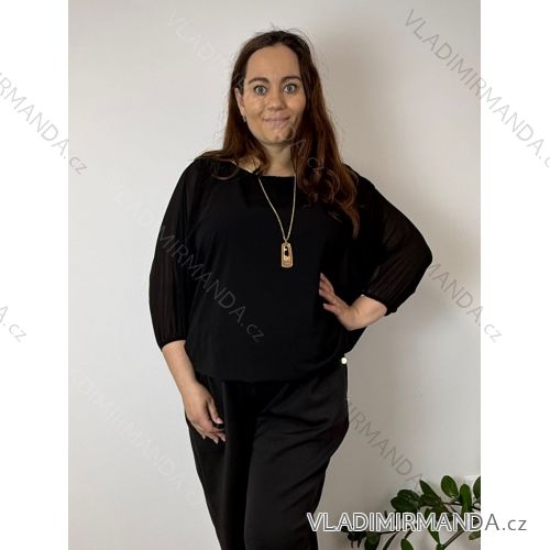 Women's Elegant Oversize Long Sweatpants (S/M/L ONE SIZE) ITALIAN FASHION IMD23634  black