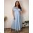 Summer dress oval short sleeve women's oversized (50/52/54 ONE SIZE) ITALIAN FASHION IM425011 46/48/50 Light blue