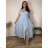 Summer dress oval short sleeve women's oversized (50/52/54 ONE SIZE) ITALIAN FASHION IM425011 46/48/50 Light blue