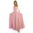 309-13 AMBER elegant long lace dress with a neckline - powder pink L růžová světlá