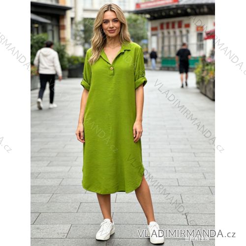 Summer dress oval short sleeve women's oversized (50/52/54 ONE SIZE) ITALIAN FASHION IM425011