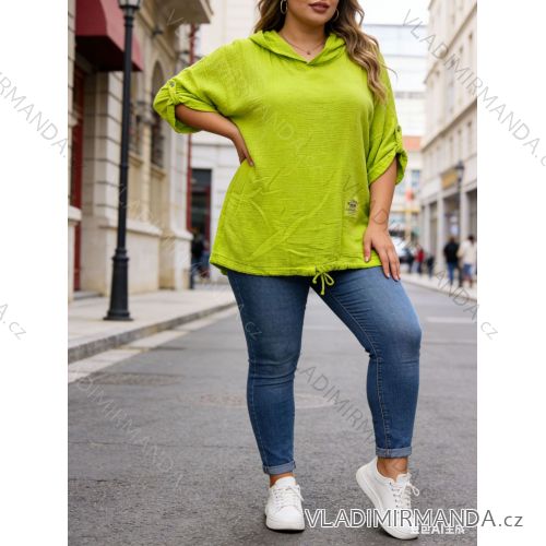 Summer dress oval short sleeve women's oversized (50/52/54 ONE SIZE) ITALIAN FASHION IM425011