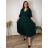 Summer dress oval short sleeve women's oversized (50/52/54 ONE SIZE) ITALIAN FASHION IM425011 50/52/54 dark emerald