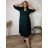 Summer dress oval short sleeve women's oversized (50/52/54 ONE SIZE) ITALIAN FASHION IM425011 50/52/54 dark emerald