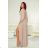 Women's Long Elegant Dress with Wide Straps (SL) FRENCH FASHION FMPEL23VELVET 46 beige