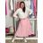 Women's Long Chiffon Short Sleeve Dress (S/M ONE SIZE) ITALIAN FASHION IMWGS231048 S / M / L pink