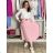 Women's Long Chiffon Short Sleeve Dress (S/M ONE SIZE) ITALIAN FASHION IMWGS231048 S / M / L pink