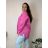 Women's Oversized Knitted Long Sleeve Sweater (S/M ONE SIZE) ITALIAN FASHION IMSN2416125 54/56/58 pink