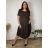 Summer dress oval short sleeve women's oversized (50/52/54 ONE SIZE) ITALIAN FASHION IM425011  dark brown