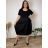 Summer dress oval short sleeve women's oversized (50/52/54 ONE SIZE) ITALIAN FASHION IM425011  black