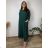 Summer dress oval short sleeve women's oversized (50/52/54 ONE SIZE) ITALIAN FASHION IM425011  dark emerald