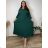 Summer dress oval short sleeve women's oversized (50/52/54 ONE SIZE) ITALIAN FASHION IM425011  dark emerald