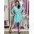 Women's 3/4 Short Sleeve Shirt Dress (S/M/L/XL ONE SIZE) ITALIAN FASHION IMC23025/DU Green