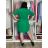 Women's 3/4 Short Sleeve Shirt Dress (S/M/L/XL ONE SIZE) ITALIAN FASHION IMC23025/DU Green