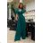 Women's Plus Size (42-46) Long Elegant Party Sleeveless Dress POLISH FASHION PMLBC24289-13/DUR 44 emerald green