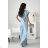 Women's Plus Size (42-46) Long Elegant Party Sleeveless Dress POLISH FASHION PMLBC23265-10 Light blue 44