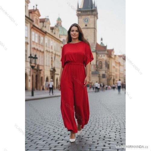 Women's Elegant Oversize Long Sweatpants (S/M/L ONE SIZE) ITALIAN FASHION IMD23634 red S / M / L