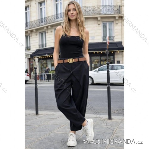 Women's Elegant Oversize Long Sweatpants (S/M/L ONE SIZE) ITALIAN FASHION IMD23634 black 46/48/50