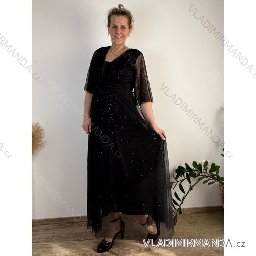 Women's Long Strapless Sequin Party Dress (S/M ONE SIZE) ITALIAN FASHION IMPSH233348 44/46/48 black