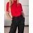 Women's Short Sleeve Turtleneck Sweater (S/M/L ONE SIZE) ITALIAN FASHION IMWK24F3666-1 S / M / L red