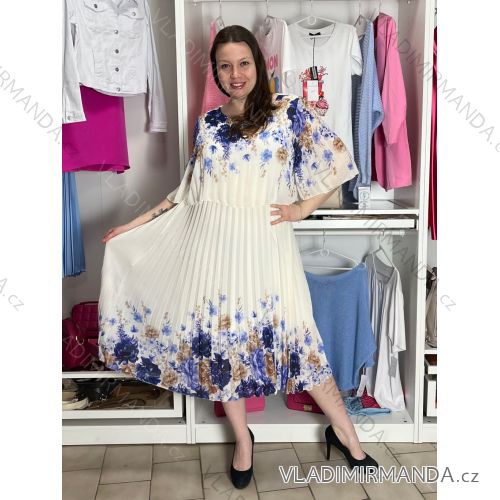 Women's Long Chiffon Short Sleeve Dress (S/M ONE SIZE) ITALIAN FASHION IMWGM23456  blue