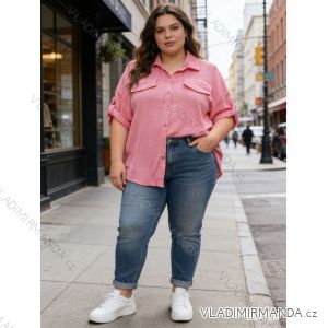 Summer dress oval short sleeve women's oversized (50/52/54 ONE SIZE) ITALIAN FASHION IM425011