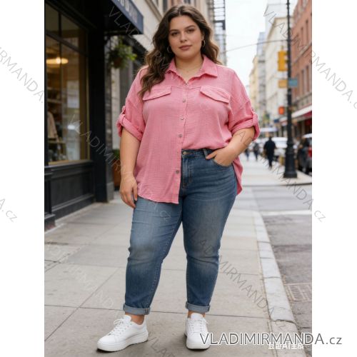 Summer dress oval short sleeve women's oversized (50/52/54 ONE SIZE) ITALIAN FASHION IM425011