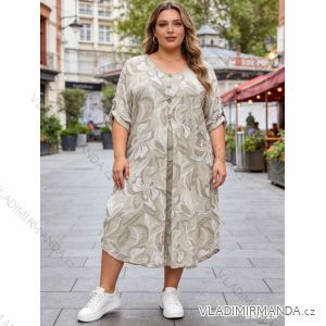 Summer dress oval short sleeve women's oversized (50/52/54 ONE SIZE) ITALIAN FASHION IM425011