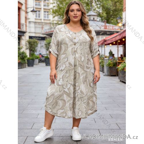 Summer dress oval short sleeve women's oversized (50/52/54 ONE SIZE) ITALIAN FASHION IM425011