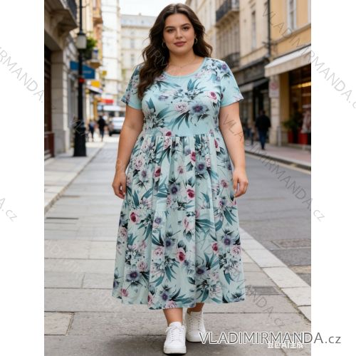 Summer dress oval short sleeve women's oversized (50/52/54 ONE SIZE) ITALIAN FASHION IM425011
