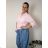 Classic 3/4 long sleeve shirt for women, oversized (50/52/54 ONE SIZE) ITALIAN FASHION IMWDL252349 S / M / L růžová světlá