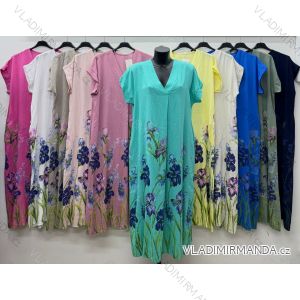 Summer dress oval short sleeve women's oversized (50/52/54 ONE SIZE) ITALIAN FASHION IM425011