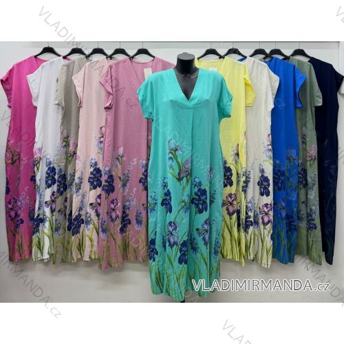 Summer dress oval short sleeve women's oversized (50/52/54 ONE SIZE) ITALIAN FASHION IM425011