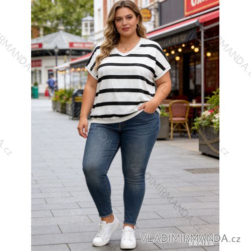 Summer dress oval short sleeve women's oversized (50/52/54 ONE SIZE) ITALIAN FASHION IM425011