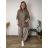 Women's Oversized Knitted Long Sleeve Sweater (S/M ONE SIZE) ITALIAN FASHION IMSN2416125  beige