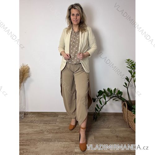 Summer dress oval short sleeve women's oversized (50/52/54 ONE SIZE) ITALIAN FASHION IM425011 S / M / L beige