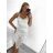 Women's elegant party long sleeve dress (S/M ONE SIZE) ITALIAN FASHION IM322282 XS/S/M white