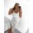 Women's elegant party long sleeve dress (S/M ONE SIZE) ITALIAN FASHION IM322282 XS/S/M white