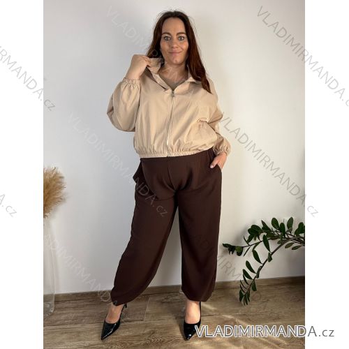Summer dress oval short sleeve women's oversized (50/52/54 ONE SIZE) ITALIAN FASHION IM425011  dark brown