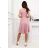 Women's Short Sleeve Party Dress (36-54) POLISH FASHION PMLMR23ROXANA 50 rose old rose