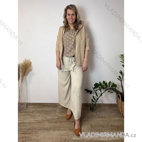 Summer dress oval short sleeve women's oversized (50/52/54 ONE SIZE) ITALIAN FASHION IM425011  beige