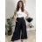Elegant trousers with belt for women, oversized (44/46/48 ONE SIZE) ITALIAN FASHION IM425557 black S / M / L