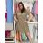 Women's short sleeve summer dress (S/M/L ONE SIZE) ITALIAN FASHION IMC26006  Dark beige
