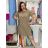 Women's short sleeve summer dress (S/M/L ONE SIZE) ITALIAN FASHION IMC26006  Dark beige