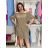 Women's short sleeve summer dress (S/M/L ONE SIZE) ITALIAN FASHION IMC26006  Dark beige