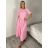 Women's Long Sleeve Shirt Dress (S/M ONE SIZE) ITALIAN FASHION IMWGM23447 M/L/XL pink